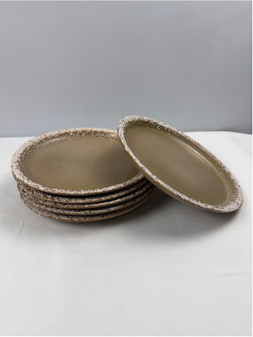 Laurentian Pottery Dinnerware Set Brown White Speckled Plates set of 6